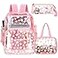 Kacctyen 3 Pcs Clear Backpack for Boys Girls Kids School Heavy Duty Clear Stadium Bag Transparent Backpack with Lunch BagPinkDaisy