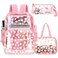 Kacctyen 3 Pcs Clear Backpack for Boys Girls Kids School Heavy Duty Clear Stadium Bag Transparent Backpack with Lunch BagPinkDaisy
