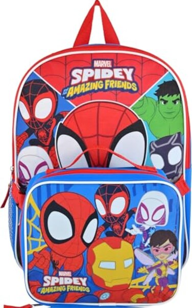 Fast Forward Spidey and His Amazing Friends Kids Backpack with Lunch Box Set School Bag with Insulated Lunch Bag