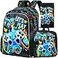 KLFVB 3PCS Boys Backpack 16 Game Kids Bookbag and Lunch Box Water Resistant Preschool Backpacks for Elementary Students