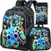 KLFVB 3PCS Boys Backpack 16 Game Kids Bookbag and Lunch Box Water Resistant Preschool Backpacks for Elementary Students