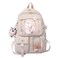 Eagerrich Cute Backpack with Cute Pin Accessories Plush Pendant for School Bag Student Girl Backpack SuperCapacity Waterproof Travel BackpackBeige