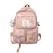 Eagerrich Cute Backpack with Cute Pin Accessories Plush Pendant for School Bag Student Girl Backpack SuperCapacity Waterproof Travel BackpackPink2