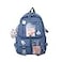 Eagerrich Cute Backpack with Cute Pin Accessories Plush Pendant for School Bag Student Girl Backpack SuperCapacity Waterproof Travel BackpackBlue2