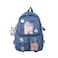 Eagerrich Cute Backpack with Cute Pin Accessories Plush Pendant for School Bag Student Girl Backpack SuperCapacity Waterproof Travel BackpackBlue2