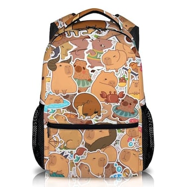 PAKKITOP Backpack for Girls Boys 16 Cute Backpack for School Brown Print Lightweight Bookbag for Students Gifts for Kids