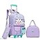 ZBAOGTW Rolling Backpack for Girls Kids Backpack with Wheels Backpacks for Elementary with Lunch Box Pencil Case Trolley Luggage