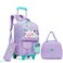 ZBAOGTW Rolling Backpack for Girls Kids Backpack with Wheels Backpacks for Elementary with Lunch Box Pencil Case Trolley Luggage