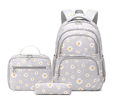 ETAISHOW DaisyPrint Backpack for Girls Kids Bookbag for Elementary School 3Pcs School Bag with Lunch Box