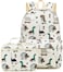 LEDAOU Kids School Backpack with Lunch Box for Boy Kindergarten BookBag School Bag Preschool Kindergarten Toddler Backpack Dinosaur Beige