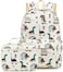LEDAOU Kids School Backpack with Lunch Box for Boy Kindergarten BookBag School Bag Preschool Kindergarten Toddler Backpack Dinosaur Beige