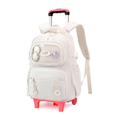 LANSHIYA Girls Rolling Backpack Elementary School Bag with Wheels Trolley Bags for Kids Roller Backpack for Girls Boys