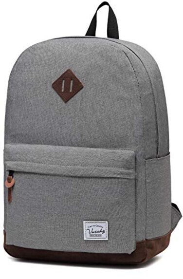 VASCHY School BackpackVaschy Unisex Classic Waterresistant Backpack for Men Women Charcoal Grey