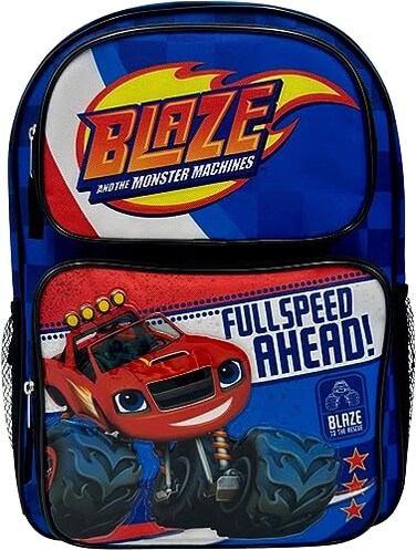 Fast Forward Blaze And The Monster Machines 16 Licensed Cargo School Backpack For Boys BlueBlack
