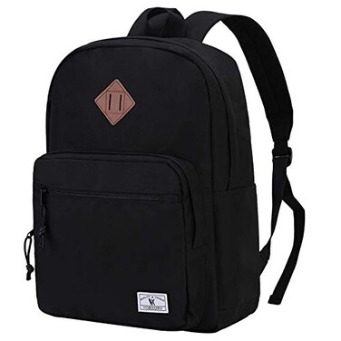VX VONXURY Lightweight School Backpack for Men Women Classic Basic Kids Backpack Bookbag Black Backpack for College Travel Work