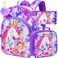 CCJPX 3PCS Girls Backpack 16 Kids Unicorn Sequin Bookbag and Lunch Box for Kindergarten Elementary