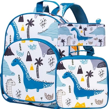 CCJPX 3PCS Toddler Backpack for Boys 125 Dinosaur Book Bag and Lunch Box Set