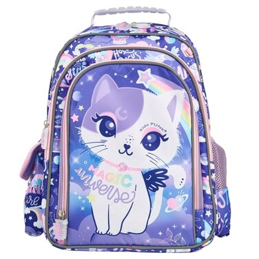 KidsPUNK Girls Backpack Kids Backpacks for Girls Cute Cat Backpack Kawaii Backpack for Preschool Elementary KindergartenLight Purple ColorLarge Capacity16 Inch