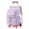 LANSHIYA Solid Color Rolling Backpack for Girls Boys Cute Elementary school bag with wheelsPurple Trolley Bags for Travel