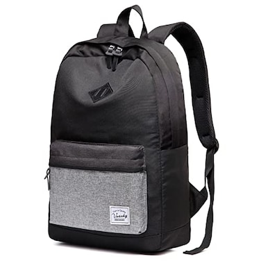 VASCHY Backpack for Men WaterResistant School Backpack Bookbag Schoolbag Teens Casual Daypack Work Black