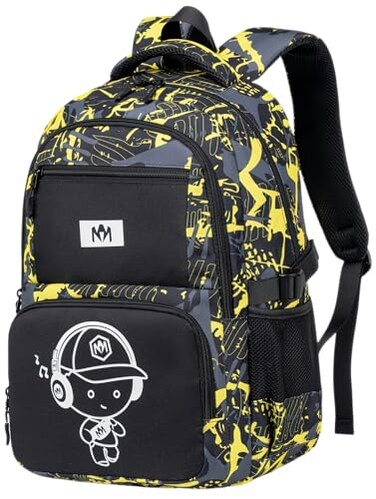 Bluboon Kids Backpack Boys Camo Bookbag Teens Elementary School Bag Daypack Travel Back Pack Middle school BoyYellow camo