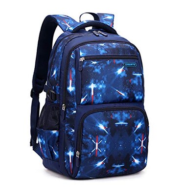 Bansusu Space Print Boys Backpacks for School Elementary Galaxy Backpacks for Boys Waterresistant School Bags Bookbags Skyblue