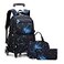 Bansusu 3Pcs Galaxy Boys Rolling Backpack Set with Lunch Bag Galaxy Print Kids Backpack for Boys with Wheels
