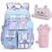 KBGPW Cute Girls BackpackRabbit Kids School Backpack with Pencil Case Elementary School Bag for Girls 510 Year Old Blue165inch