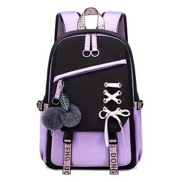 ZHANAO Girls Backpack Colorblocking Schoolbags for Girls Lightweight Bookbag MiddleSchool Elementary Backpack 20L