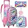 AGSDON 3PCS Rolling Backpack for Girls Kids Roller Wheels Bookbag Wheeled School Bag with Lunch Bag Unicorn