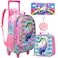 AGSDON 3PCS Rolling Backpack for Girls Kids Roller Wheels Bookbag Wheeled School Bag with Lunch Bag Unicorn