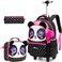 MYHSBYO Panda Rolling Backpack for Girls Kids Elementary School 157 x 118 x 19 inches Pink Cartoon 20L