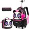 MYHSBYO Panda Rolling Backpack for Girls Kids Elementary School 157 x 118 x 19 inches Pink Cartoon 20L