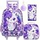 KLFVB Kids Rolling Backpack for Girls Roller Wheels School Bag with Lunch Bag Wheeled Sequins School Bookbag for Children Cat
