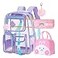 IHZZ Clear Backpack for Women Girl Kid Transparent Backpack Stadium Approved Girls Clear Backpack Heavy Duty for School