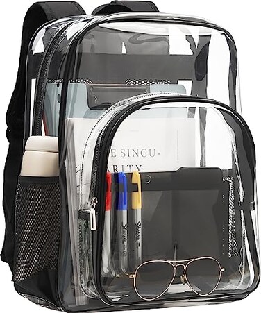 Axqcctoys TPU Clear Backpack Stadium Approved Large Clear Backpack See Through Transparent Backpacks with Reinforced Strap for Stadium Security Work Travel College Sporting Events Concert