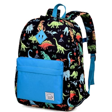 VASCHY Dinosaur Backpack for Boys Kids Water Resistant Lightweight Backpack for Toddlers Daycare Preschool Blue