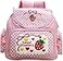 Sothuba Kawaii Strawberry Embroidery Backpack for Girls Teens Students School Bag Satchel Cute Pink Lace JK Backpack