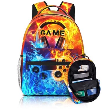 Yirasnezy Video Game Backpack for Boys School Backpack for Kids Boys Girls Game Bookbag for Children Teens Elementary Middle School Students Bookbag Ages 618 Adjustable Large Capacity Gaming Backpacks