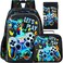UFNDC 3PCS Boys Game Backpack Kids Bookbag with Lunch Box Water Resistant School Bag for Elementary Preschool Toddler