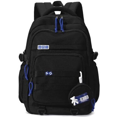 Armbq Kids Backpack for Girls Aesthetic School Backpack for Teens Elementary Students Black Bookbag