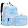 Lohol Galaxy School Backpack with Lunch Box Lightweight Water Resistant BookBag Set for Kids Girls Teens Lightblue