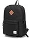 VASCHY Lightweight Backpack for School Classic Basic Water Resistant Casual Daypack for Travel with Bottle Side Pockets Black
