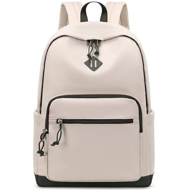 Lohol Classic Backpack for Girls Boys Teens Lightweight Bookbag for School Travel College BeigeGreen