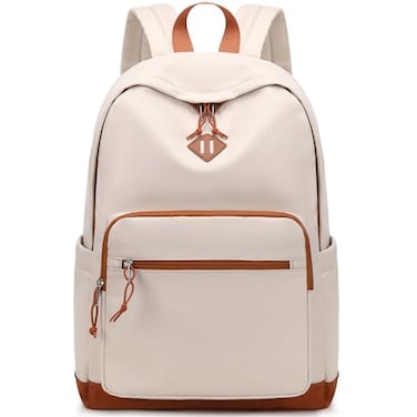 Lohol Classic Backpack for Girls Boys Teens Lightweight Bookbag for School Travel College BeigeOrange