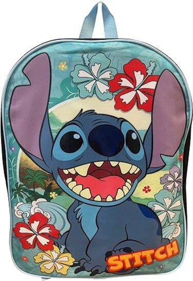 Ruz Stitch Unisex Licensed 15 Inch School Bag Backpack BlackBlue