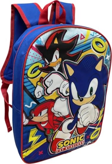 Ruz Sonic The Hedgehog Kids Licensed 15 Inch School Backpack Sonic II