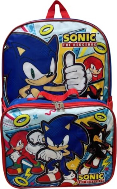 Ruz Sonic The Hedgehog 16 Inch Backpack With Detachable Matching Lunch Box Sonic II
