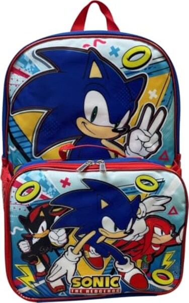 Ruz Sonic The Hedgehog 16 Inch Backpack With Detachable Matching Lunch Box Sonic I