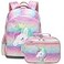 Octsky Unicorn Backpack for Girls Kids Preschool Backpacks Cute Lightweight With Chest Strap and Lunchbox Rainbow